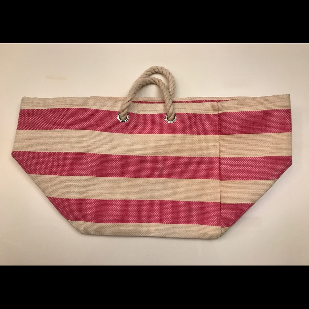 Red/Tan stripe Beach Bag
